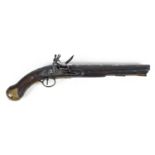 AN 1801 PATTERN SEA SERVICE PISTOL. With a 30.5cm tapering barrel, flintlock action with side
