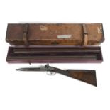 A CASED PERCUSSION RIFLE OR SPORTING GUN BY J D DOUGALL OF LONDON. A double barrelled big game rifle