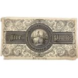 A BRADFORD COMMERCIAL £5.00 BANK NOTE. A Bradford commercial Joint Stock Bank Five Pounds note,
