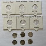 A SMALL COLLECTION OF HAMMERED SILVER PENNIES. A collection of Edwardian Pennies, 13/14th Century.