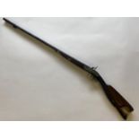 A FINE 19TH CENTURY GERMAN DOUBLE BARREL MUZZLE LOADING SHOTGUN. With 80cm side by side barrels with