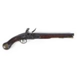 A PRE 1801 SEA SERVICE PISTOL. With a 30.5cm tapering barrel, flintlock mechanism with unbridled