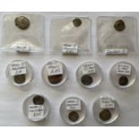A SMALL COLLECTON OF EARLY HAMMERED SMALL DENOMINATION COINS. Farthings and others, various