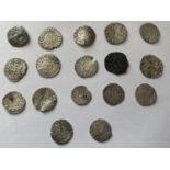 A SMALL COLLECTION OF HAMMERED SILVER PENNIES. A collection of Edwardian Pennies, 13/14th Century.