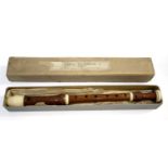 ROBERT GOBLE BOXED IVORY & WOODEN RECORDER a wooden recorder with ivory mouthpiece and ivory