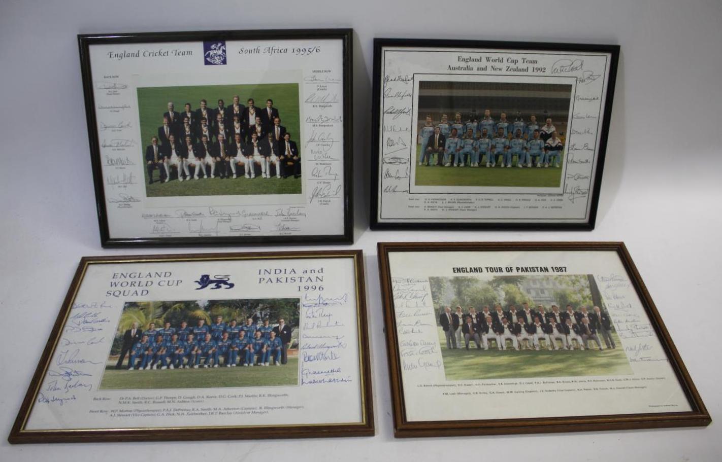 ENGLAND CRICKET - SIGNED TEAM PHOTOGRAPHS four signed framed team photographs of the England Cricket