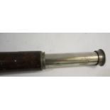 ANTIQUE CARY TELESCOPE a large single drawer telescope with leather covered shaft and brass end