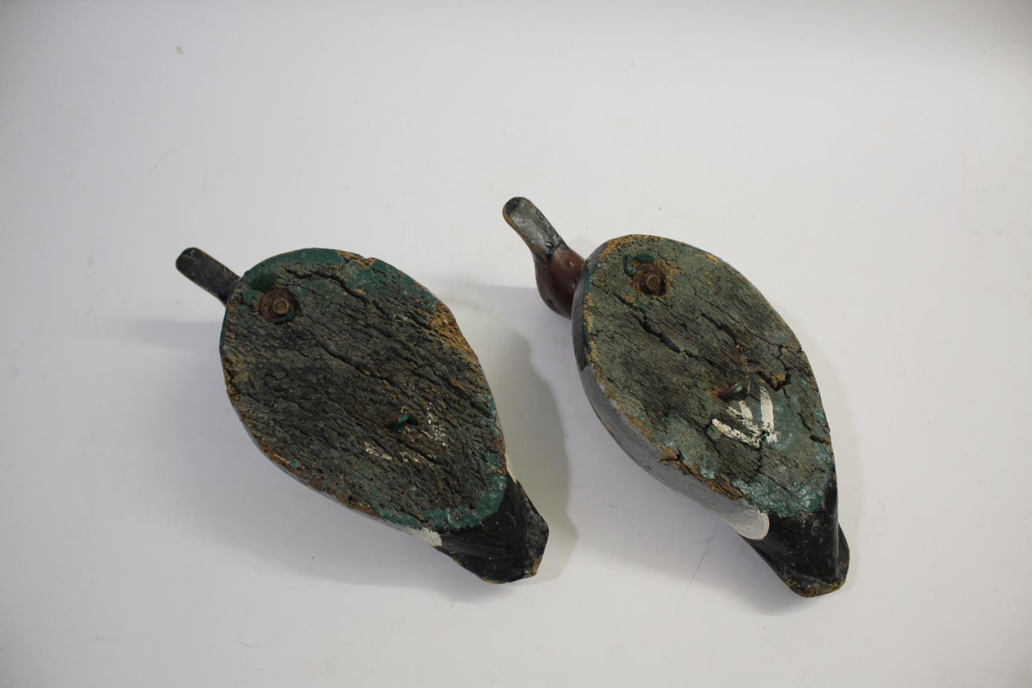 FOLK ART INTEREST - ANTIQUE DECOY DUCKS a pair of late 19thc/early 20thc wooden and painted decoy - Image 2 of 2