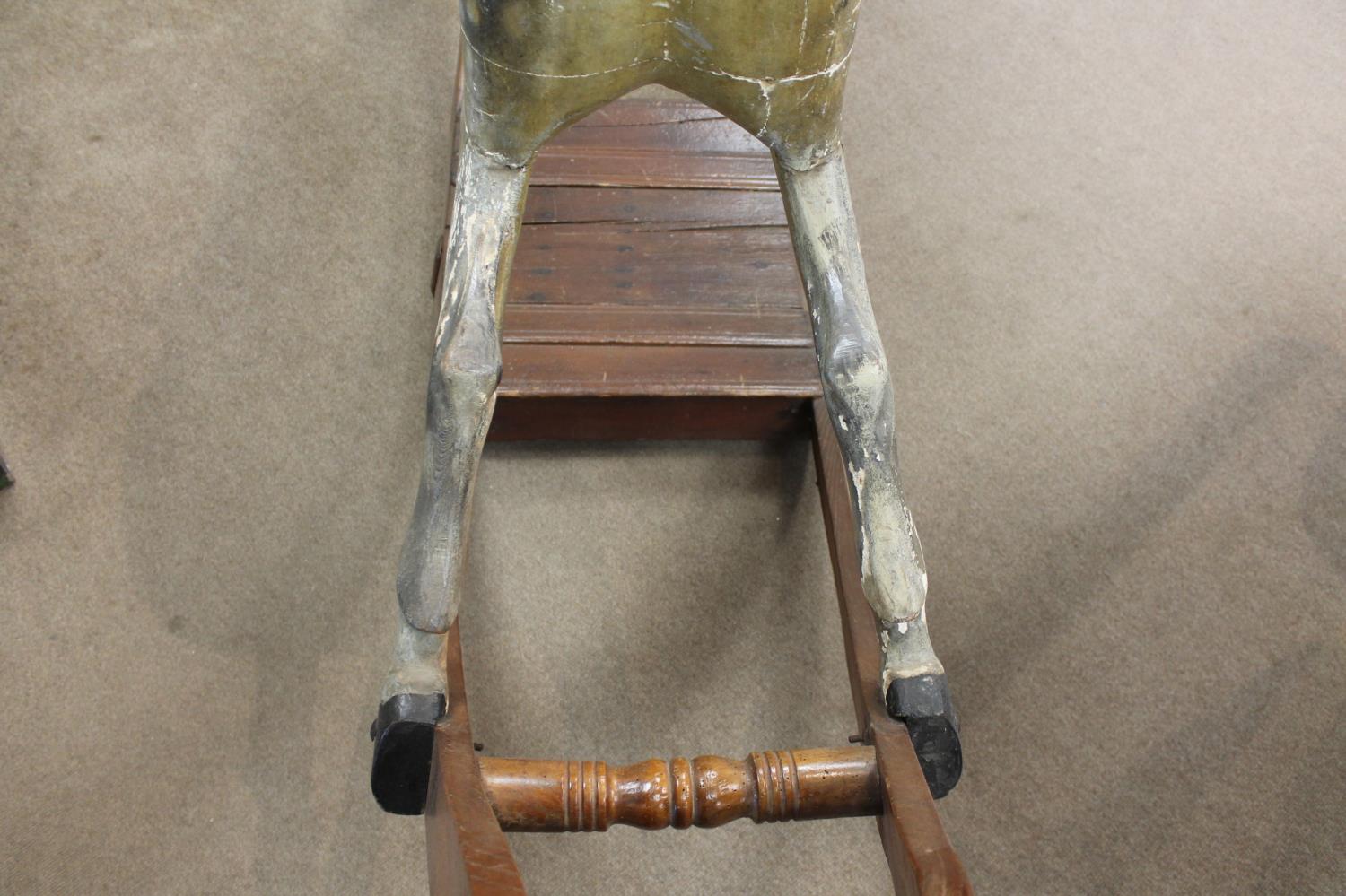 LARGE VICTORIAN ROCKING HORSE possibly by G & J Lines or Ayres, a large painted wooden rocking - Image 26 of 28