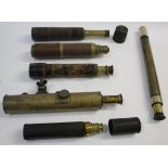 VARIOUS TELESCOPES including a 3 drawer brass telescope by T Harris & Son, London, Day or Night (