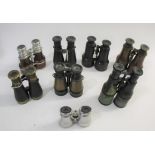 ANTIQUE BINOCULARS various pair of binoculars including crocodile skin covered binoculars by