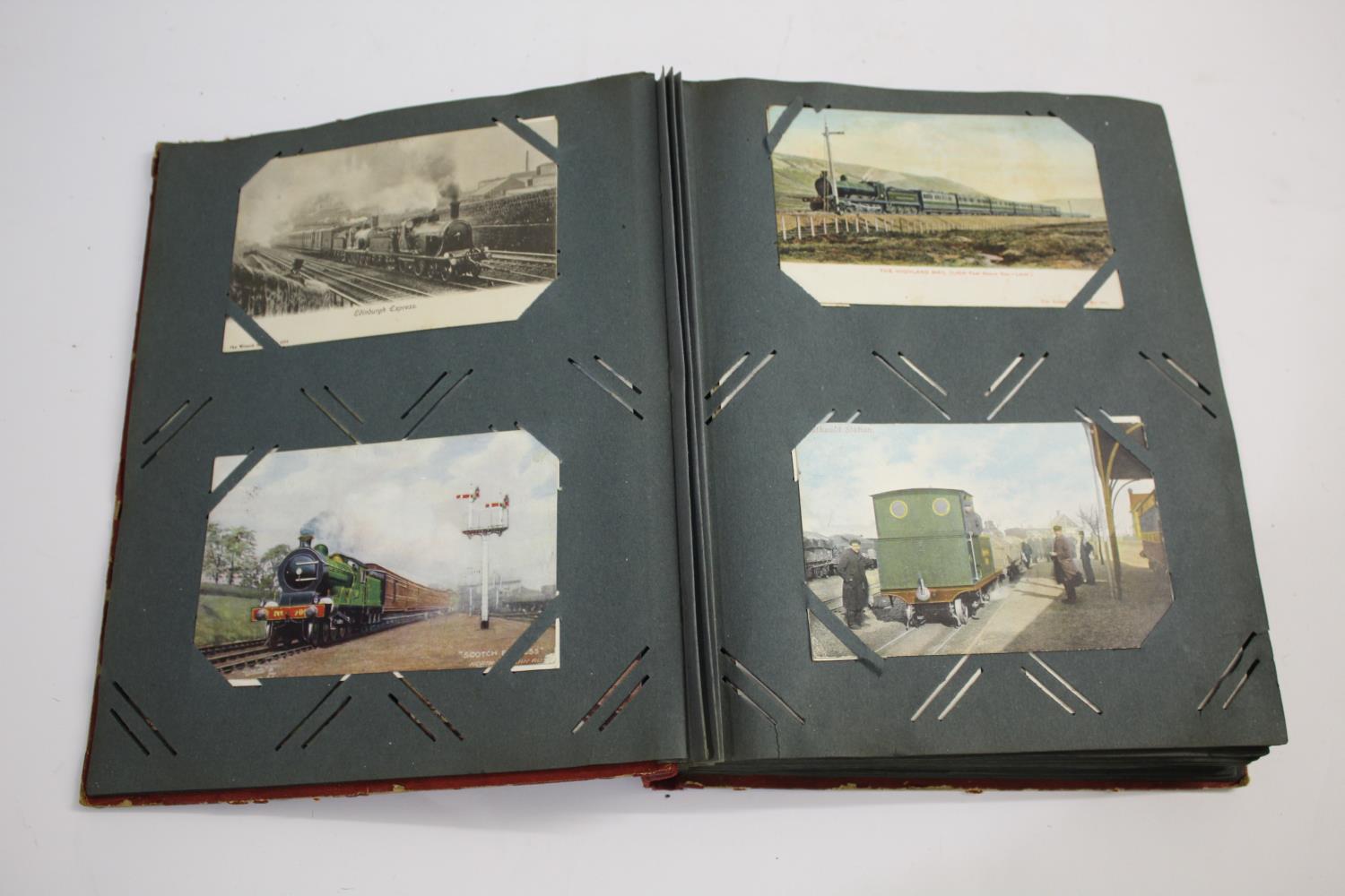 POSTCARD ALBUM - TRAINS & SHIPS a large album with various locomotives (Dover Boat Express, Dulwich,
