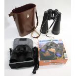 LARGE BINOCULARS - BECK & KASSEL a large pair of Tordalk 22 x 80 binoculars, in a leather case. Also