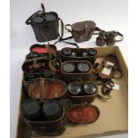 LEATHER CASED BINOCULARS various pairs of leather cased binoculars, including leather binoculars