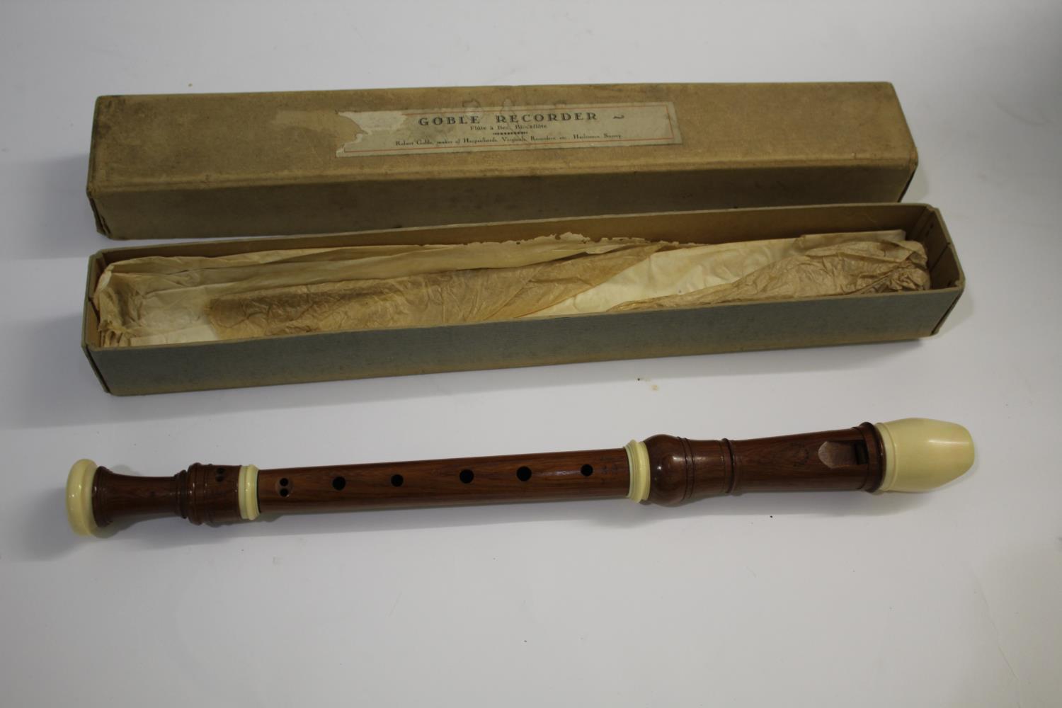 ROBERT GOBLE BOXED IVORY & WOODEN RECORDER a wooden recorder with ivory mouthpiece and ivory - Image 5 of 22