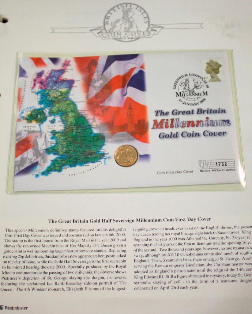 COIN COVERS - HALF SOVEREIGN an album of Coins Covers including a Great Britain Millennium Half