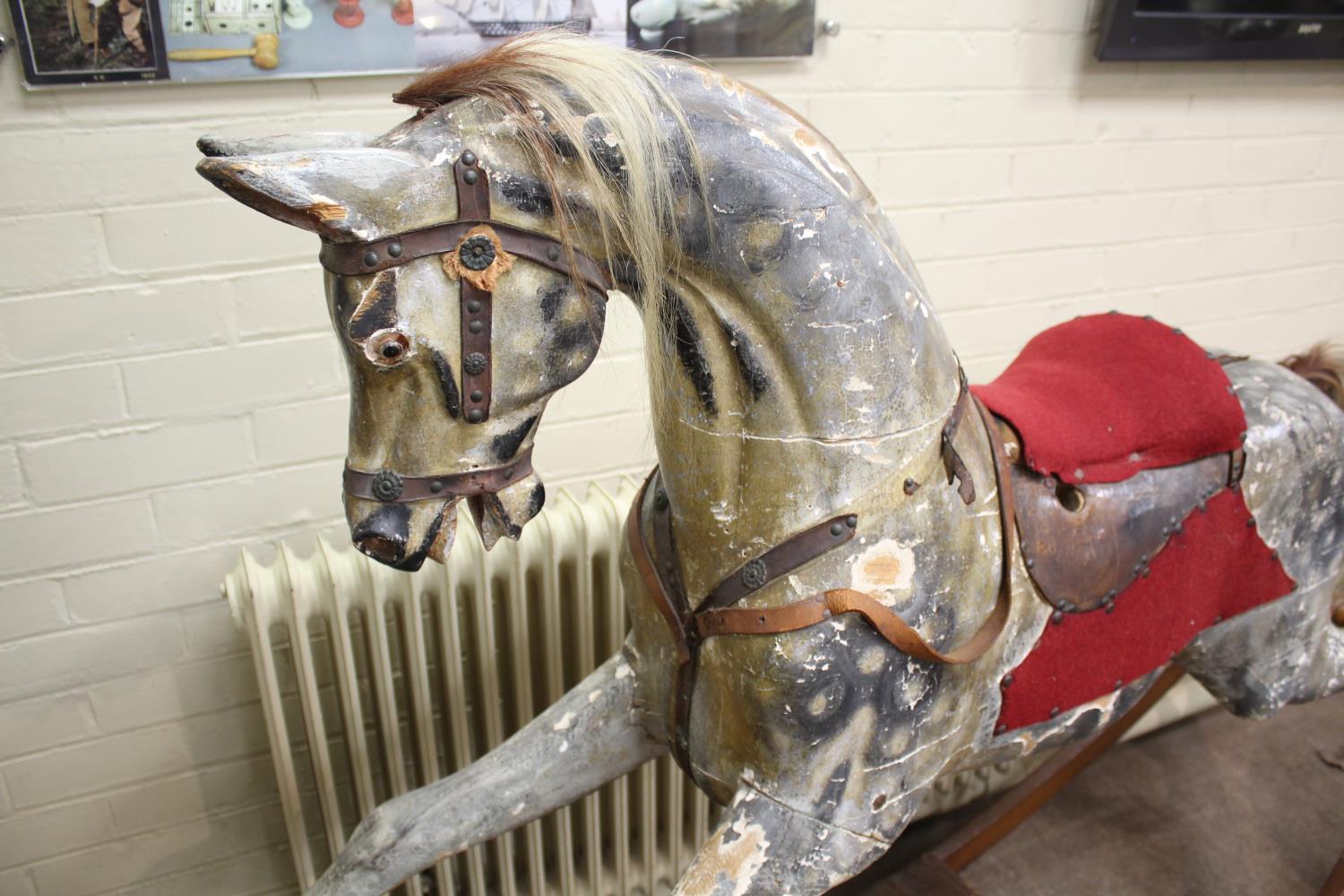 LARGE VICTORIAN ROCKING HORSE possibly by G & J Lines or Ayres, a large painted wooden rocking - Image 4 of 28