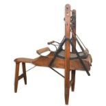 ANTIQUE WOOL CARDING MACHINE an unusual wool carding machine with a wooden and metal frame, used for