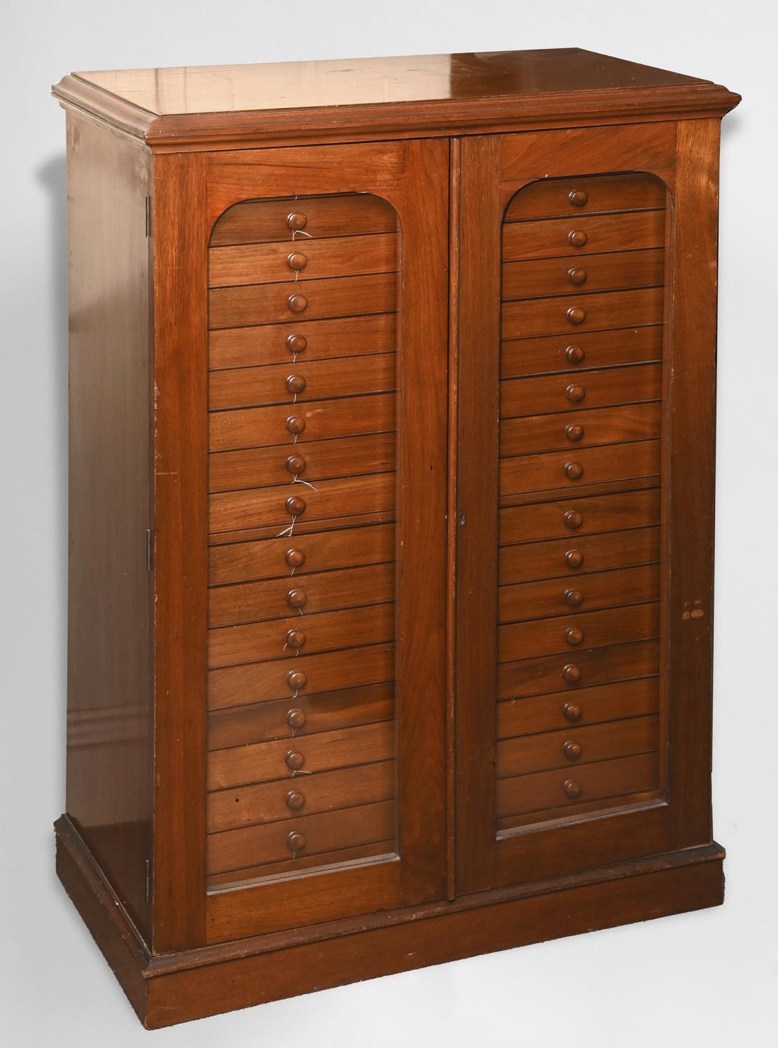 COLLECTORS CABINET BY WATKINS & DONCASTER - BUTTERFLIES & MOTHS a walnut collectors cabinet with