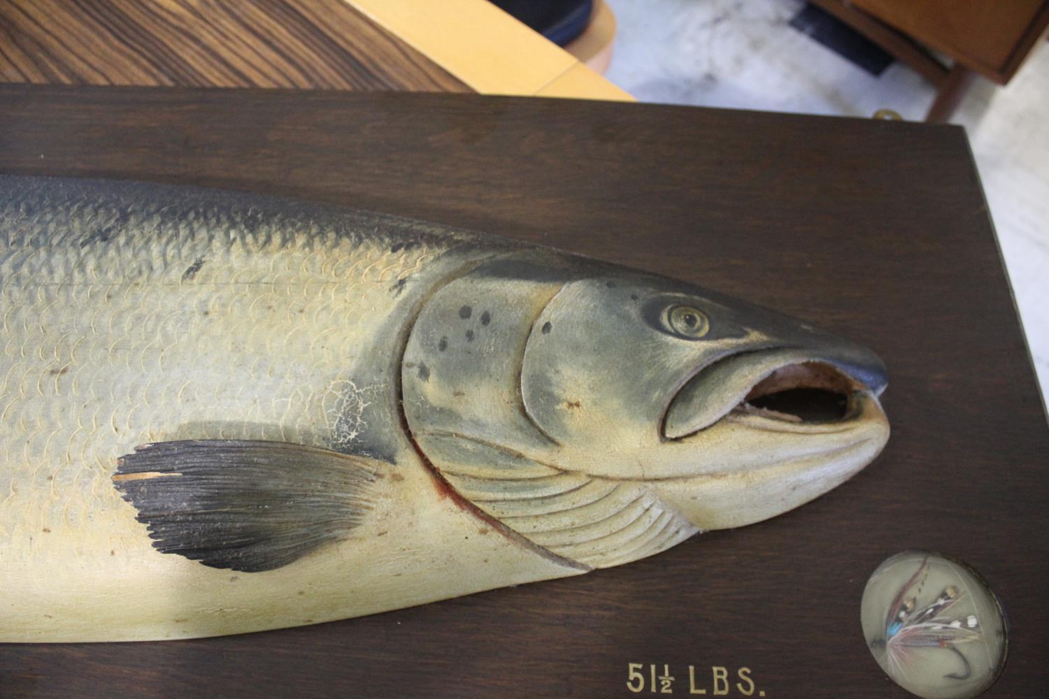 CARVED & PAINTED HALF BLOCK MODEL OF A SALMON - NORHAM ON TWEED, 1922 a large and impressive painted - Image 9 of 25