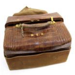 CROCODILE SKIN GLADSTONE BAG & SILVER TOP JARS & ACCESSORIES a crocodile skin gladstone bag with