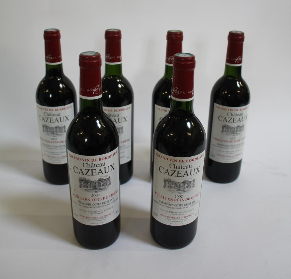 WINE - CHATEAU CAZEAUX 6 bottles of Chateau Cazeaux, Premieres Cotes De Blaye, Grand Vin de