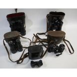LEATHER CASED PAIRS OF BINOCULARS including Ross of London Steplux 7 x 50 (and another pair), both