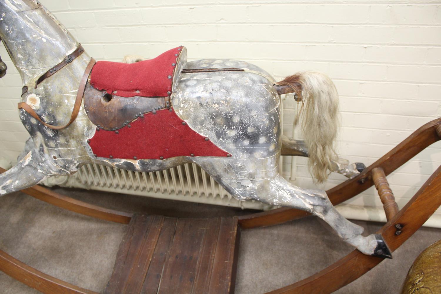 LARGE VICTORIAN ROCKING HORSE possibly by G & J Lines or Ayres, a large painted wooden rocking - Image 5 of 28