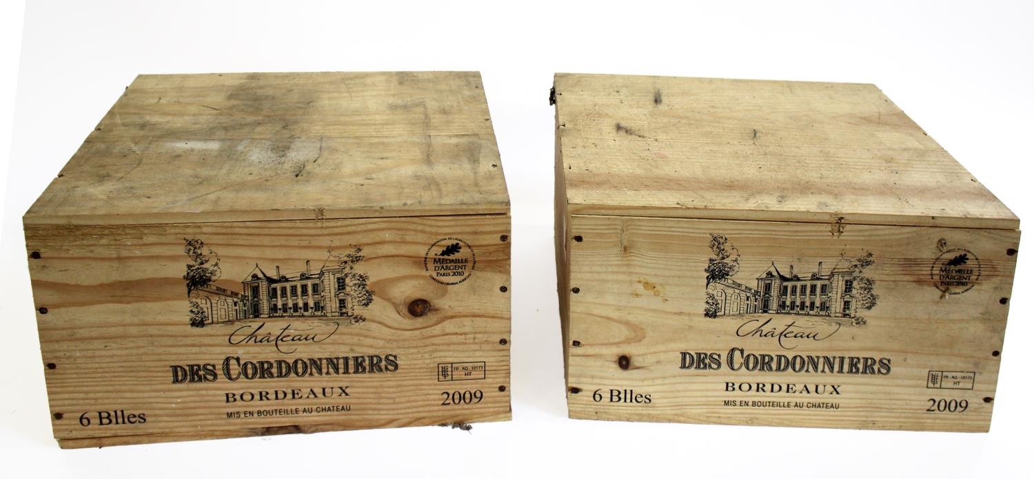 WINE - TWO CASES OF CHATEAU DES CARDONNIERS 2 unopened wooden cases with 12 bottles of Chateau Des