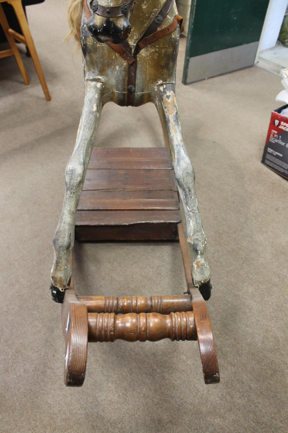 LARGE VICTORIAN ROCKING HORSE possibly by G & J Lines or Ayres, a large painted wooden rocking - Image 15 of 28