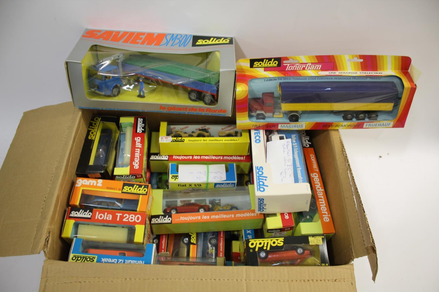 SOLIDO BOXED CARS & OTHER DIE CAST TOYS a box of various boxed models including 316 SM300 Lorry, 363