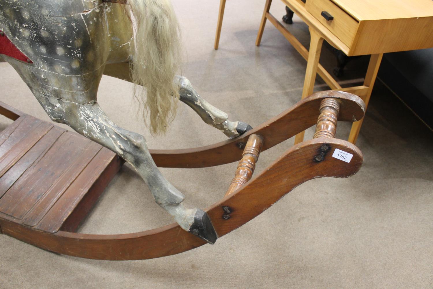 LARGE VICTORIAN ROCKING HORSE possibly by G & J Lines or Ayres, a large painted wooden rocking - Image 24 of 28