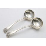 A PAIR OF GEORGE IV KING'S HUSK PATTERN SAUCE LADLES by Morris and Michael Emmanuel, London 1827; 7"