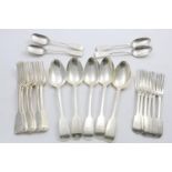 FIDDLE PATTERN FLATWARE:- a set of 6 table forks, initialled "GES", by William Chawner, London 1827,