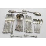 VICTORIAN QUEEN'S PATTERN FLATWARE (with Honeysuckle heel) to include: 2 table spoons, a set of 6