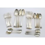 A LATE VICTORIAN PART SERVICE OF OLD ENGLISH PATTERN FLATWARE to include: 6 tablespoons, 6 table