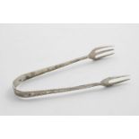 A PAIR OF GEORGE III BRIGHT-CUT TONGS with fork ends (one three prong, the other two prong), by