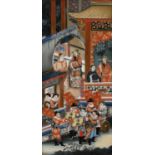 19THC CHINESE REVERSE GLASS PAINTING a large rectangular shaped reverse glass painting, 19thc with a