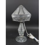 CUT GLASS TABLE LAMP & SHADE - EDISWAN an early 20thc cut glass lamp, with a star cut and faceted