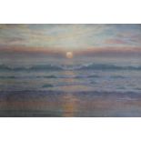 BYRON COOPER (1850-1933) SETTING SUN, PENTREATH BEACH, CORNWALL Signed, watercolour 58.5 x 89.