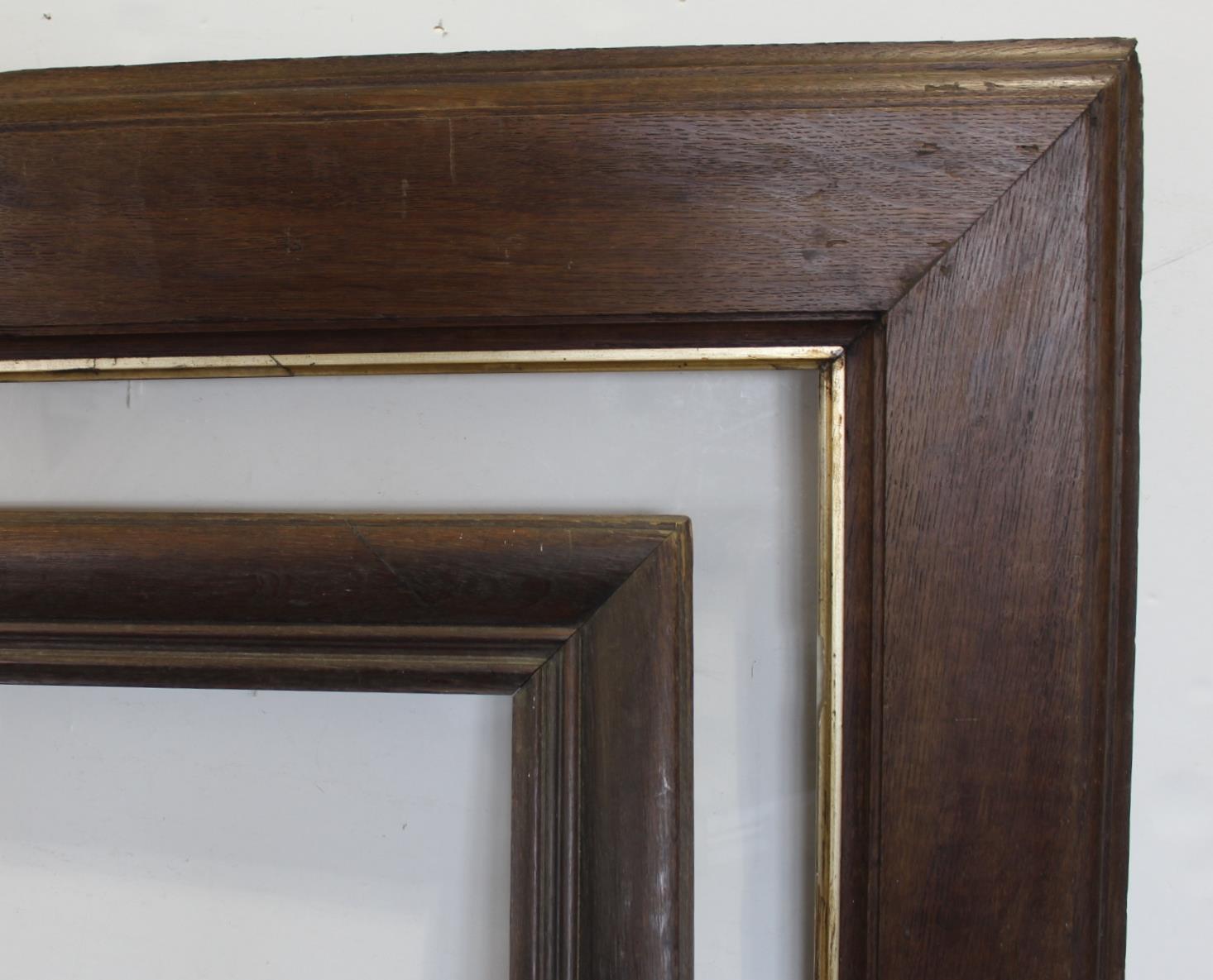 TWO LARGE PLAIN WOOD FRAMES To fit 84 x 94cm and 96.5 x 126.5cm approx. (2) ++ Generally good
