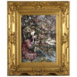 EDWARD ATKINSON HORNEL (1864-1933) AT THE SWAN LAKE Signed and dated 1918, oil on canvas laid on
