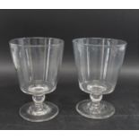 PAIR OF LARGE GLASS GOBLETS an unusually large pair of hand blown goblets, with a tapering body,