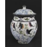 LAURENCE MCGOWAN (B 1942) - STUDIO POTTERY LIDDED JAR a large stoneware lidded jar painted with