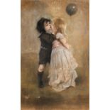 JOZSEF ARPAD KOPPAY (1859-1927) LITTLE SWEETHEARTS Signed, pastels on card 124.5 x 78.5cm. * A
