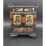 JAPANESE LACQUERED TABLE CABINET Meiji period, the lacquered cabinet decorated with birds,