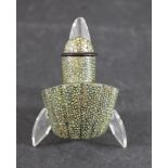 CHINESE SHAGREEN SNUFF BOTTLE & STOPPER an unusual snuff bottle with a fluted body and dome top