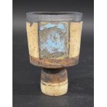 ROBIN WELCH STUDIO POTTERY VASE a small stoneware vase of compressed form and circular base, with
