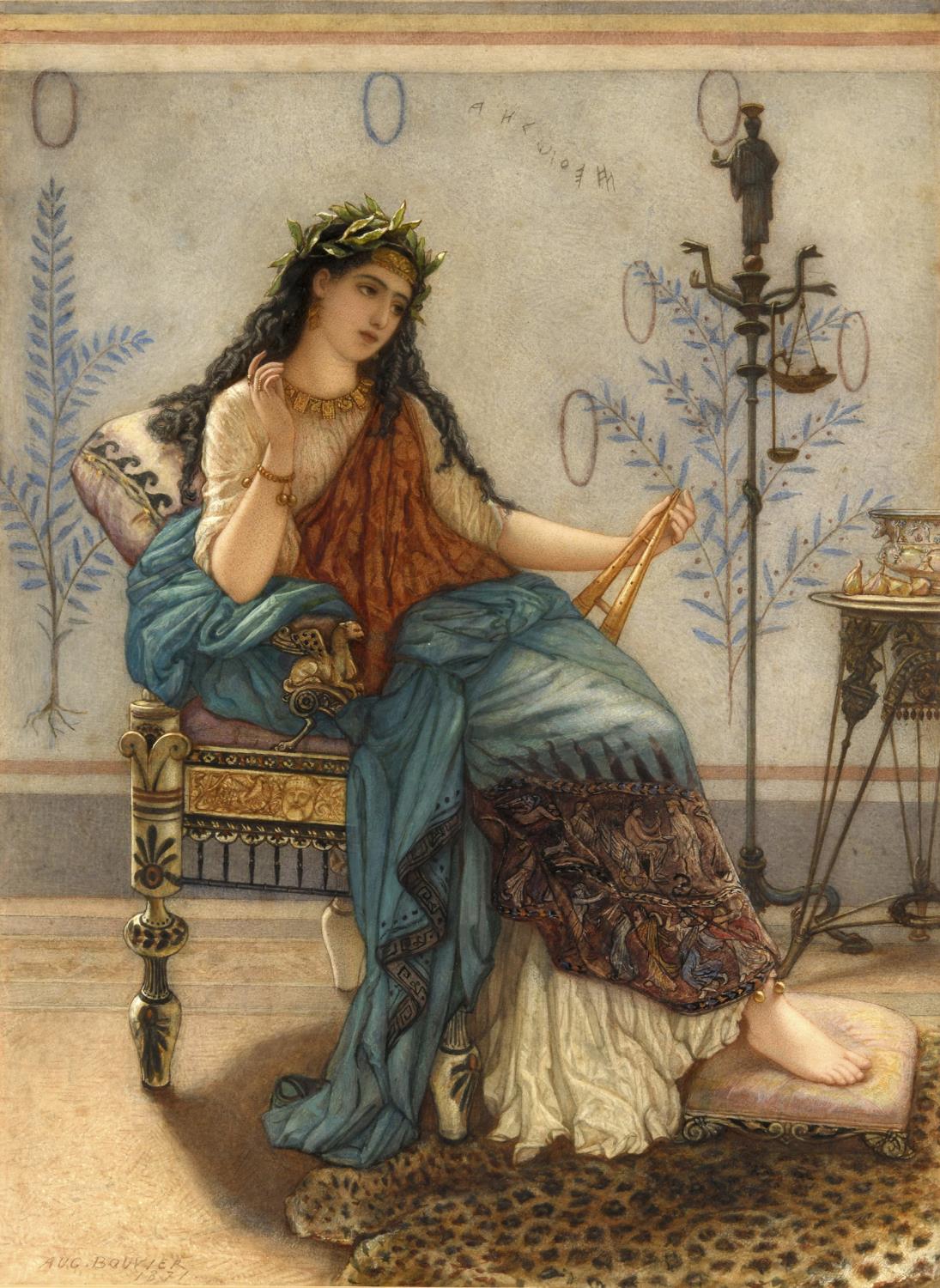 AUGUSTUS JULES BOUVIER (1827-1881) A DAY DREAM Signed and dated 1871, watercolour 63 x 46cm.