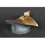 ABSTRACT BRONZE SCULPTURE a polished bronze abstract sculpture of curving shape, with a verdigris